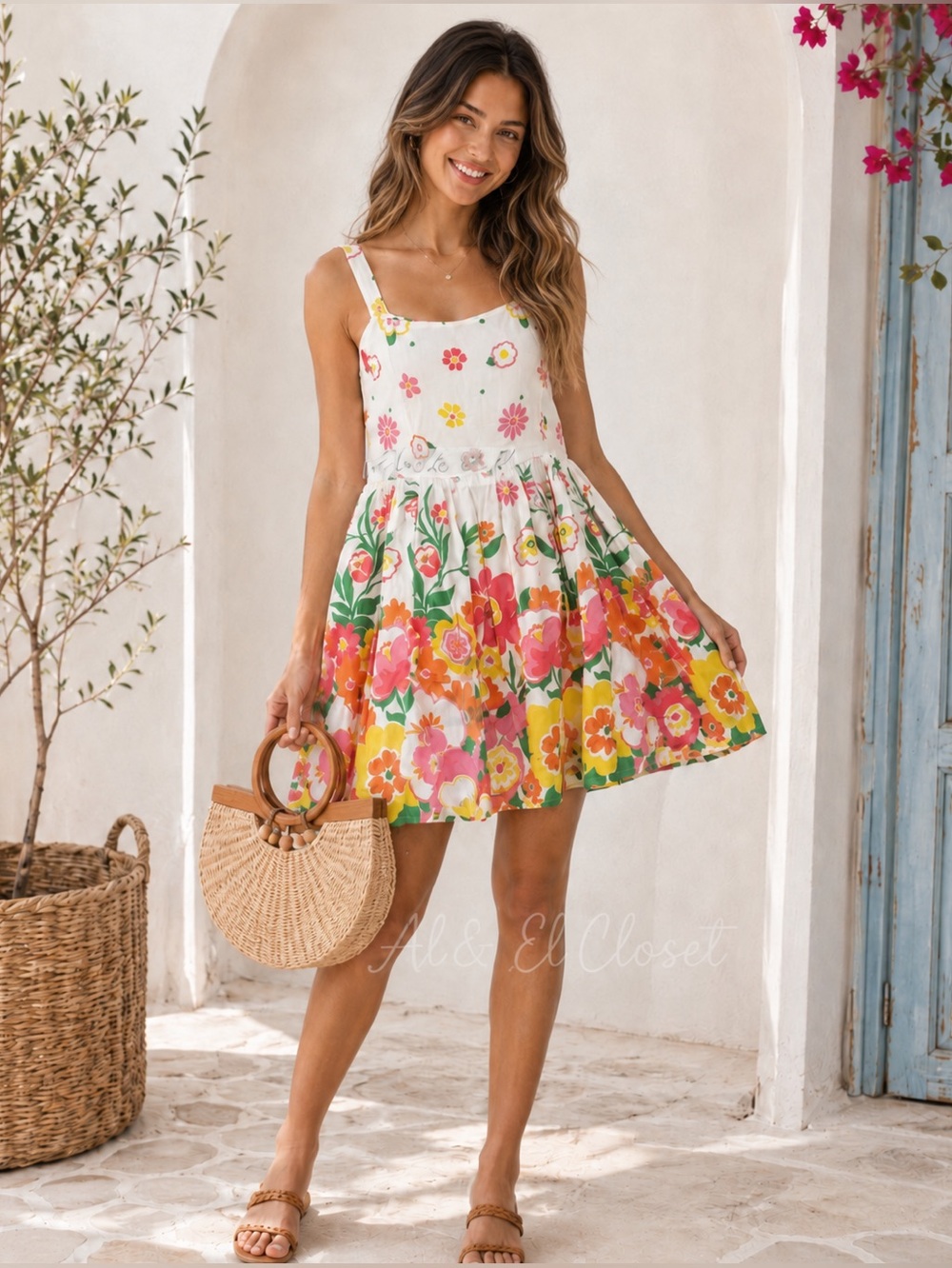 Mister Zimi Sophie White Meadow Floral Fit & Flare Dress Size 8 NWT
